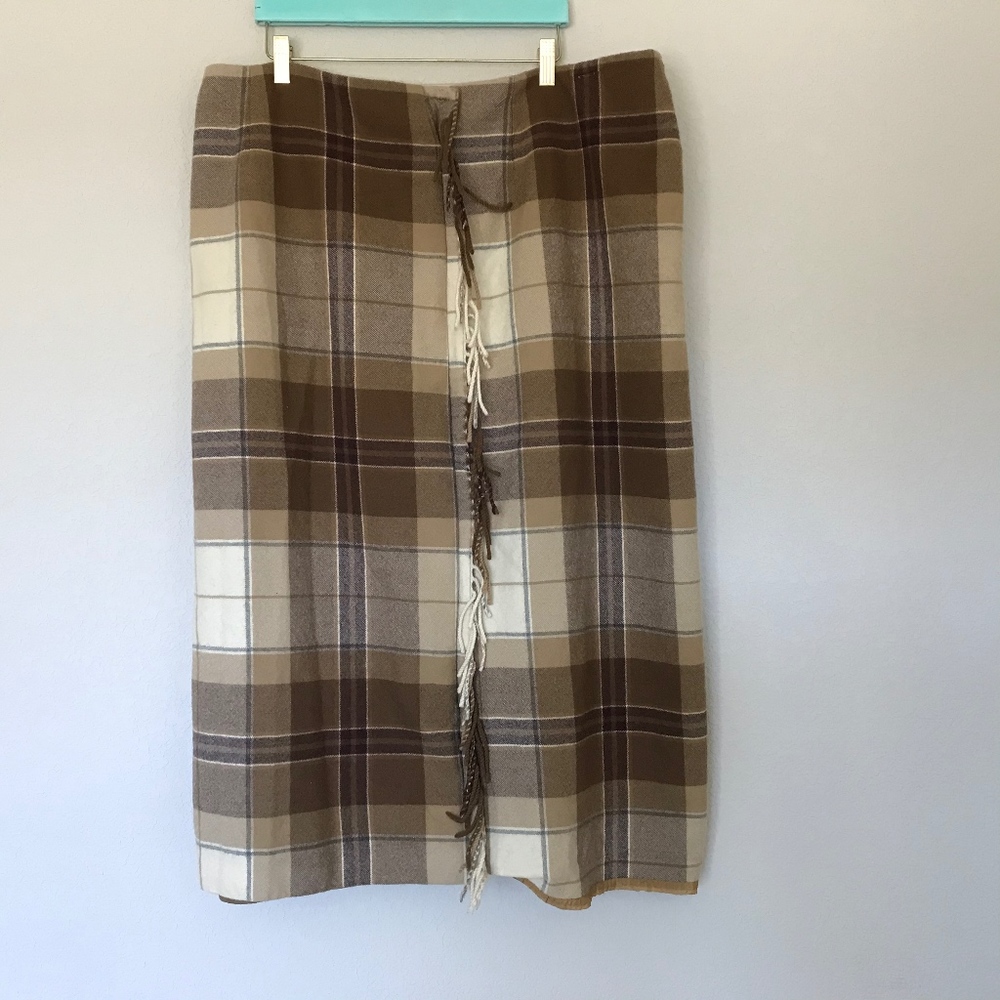 TALBOTS LONG PLAID LAMBSWOOL Blanket SKIRT 12